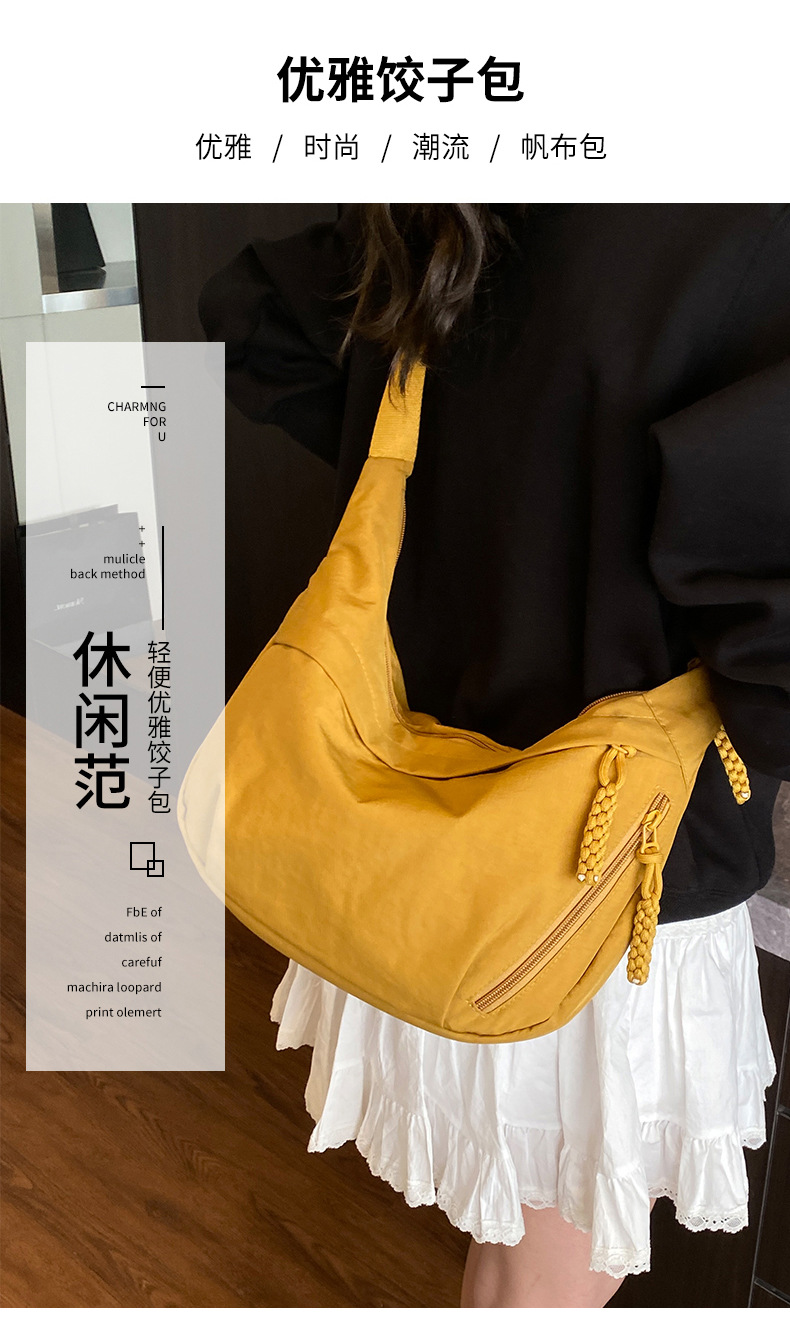 Japanese minimalist large-capacity crossbody bag for girls, 2024 new style student small crossbody bag, single-shoulder fabric bag, versatile dumpling bag for girls pic 4