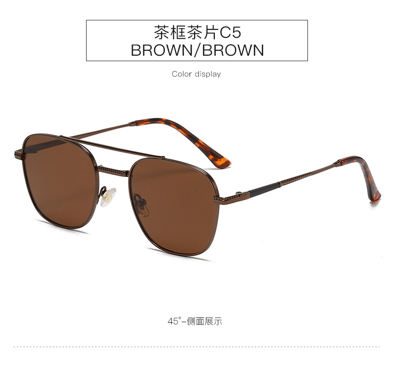 新款复古方框墨镜时尚网红同款金属太阳镜男潮工厂批发sunglasses详情9