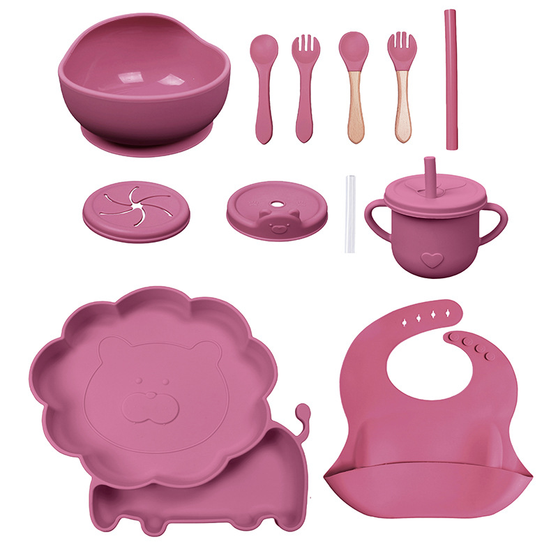 儿童餐具套装辅食碗硅胶餐盘碗叉勺围兜水杯食品级宝宝辅食喂饭详情6