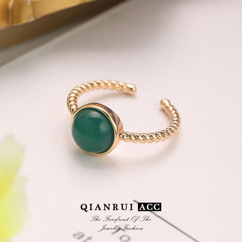 批发新款碧玉戒指女小众设计钻石高级复古风轻奢个性指环感法式详情25