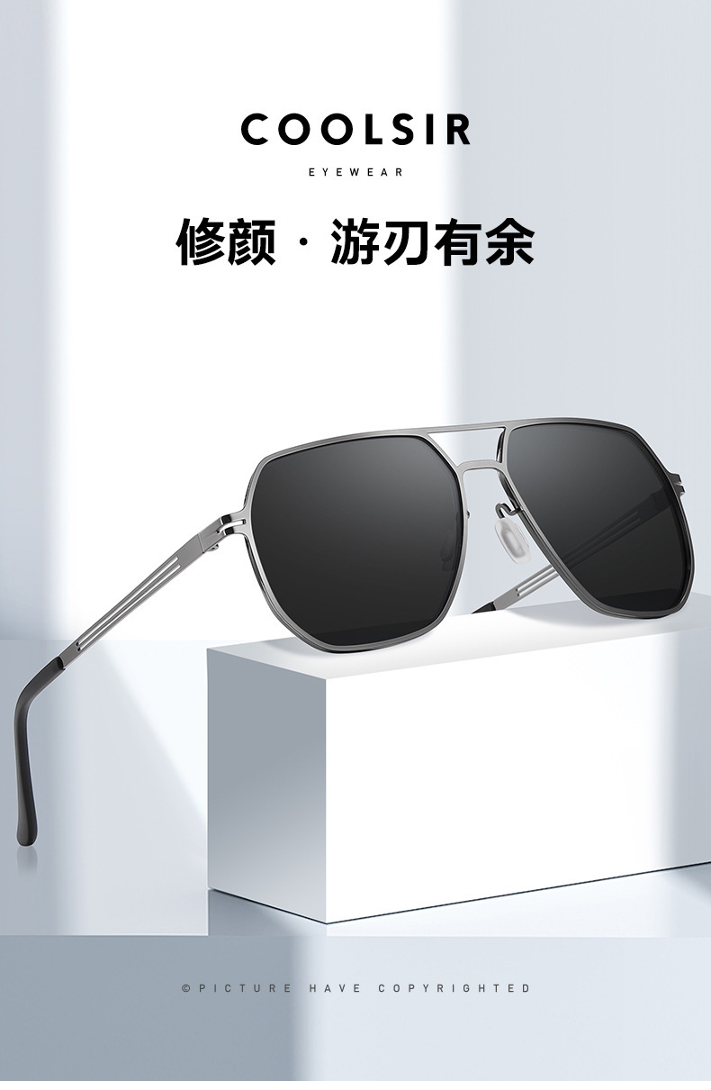 新款太阳镜男士方框不锈钢偏光太阳镜5086司机开车防阳光墨镜批发详情1