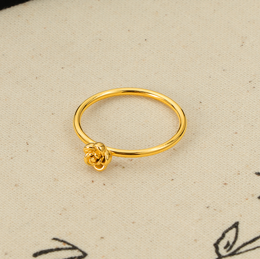 韩式新款ins风玫瑰花朵钛钢戒指女小众高级感时尚简约素圈指环女详情7