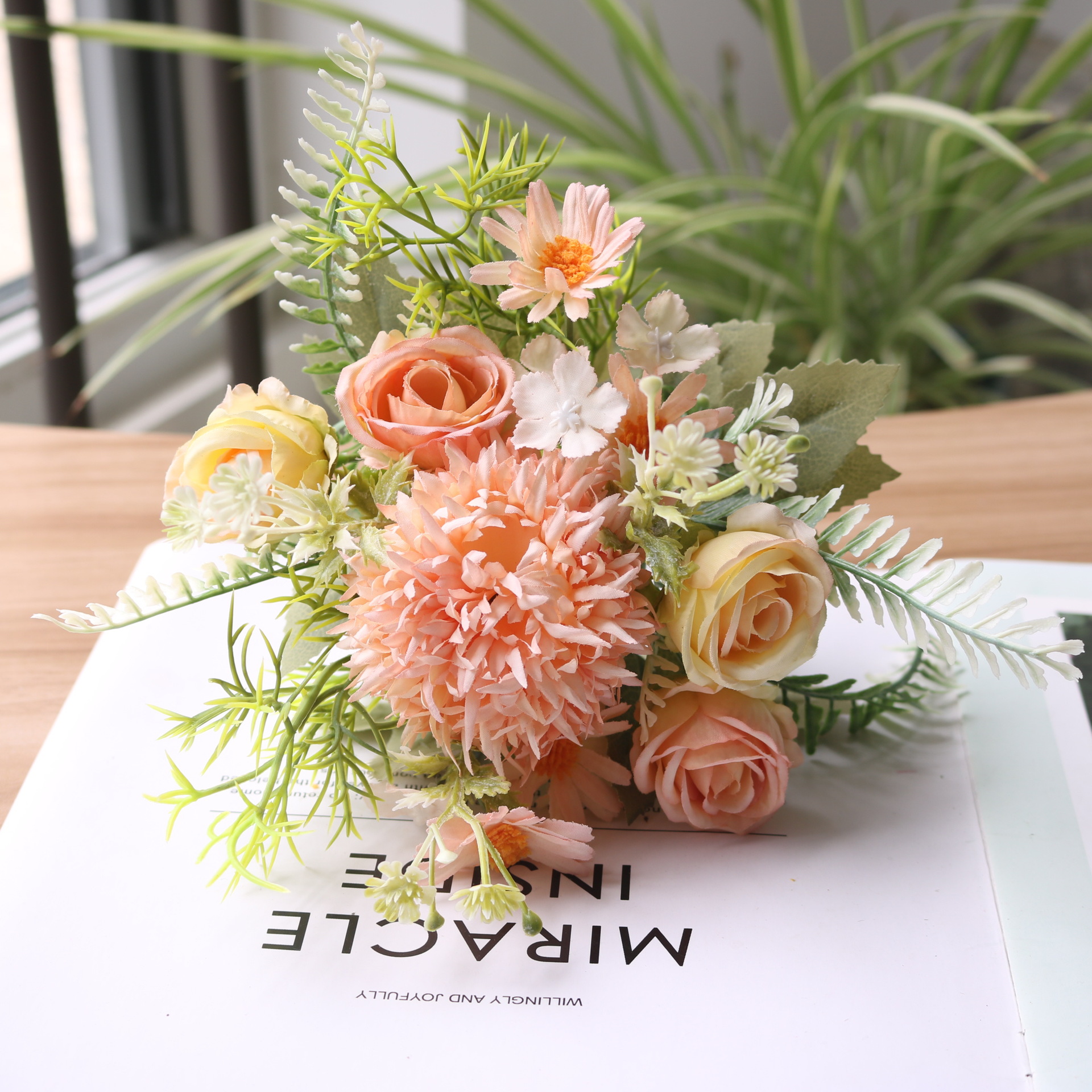 仿真花刺球玫瑰组合森系田园雏菊小把束家居装饰手工帽子头饰配件详情19