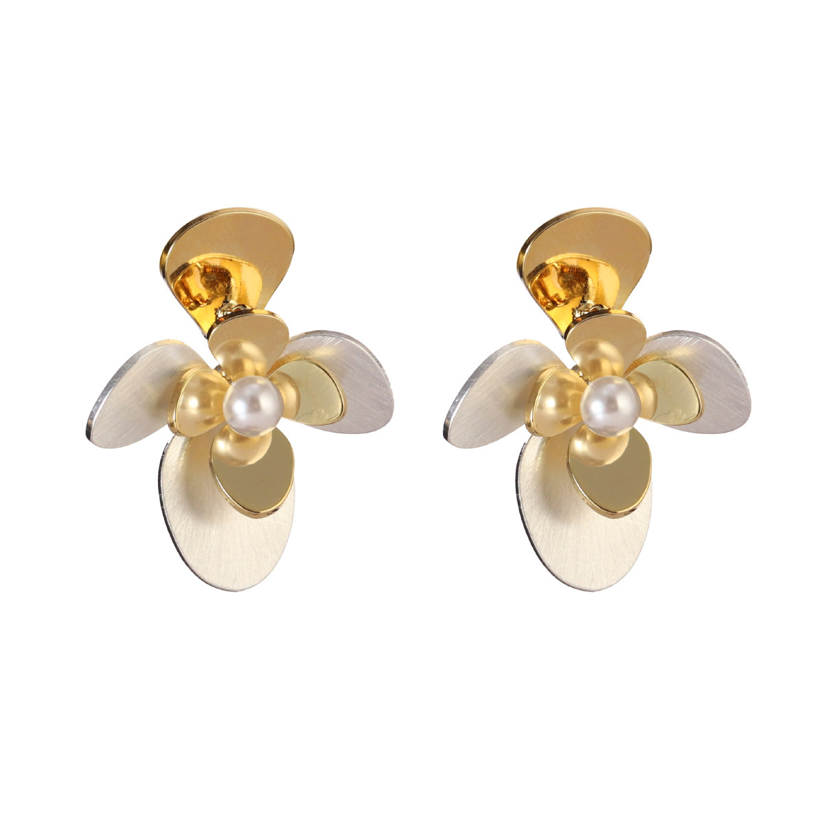 French geometric metal minimalist earrings with an irregular texture, white lava ring and enamel adjustable joints pic 30