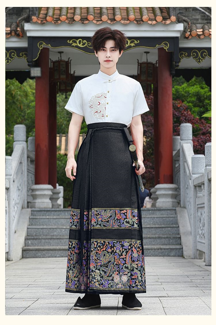 国潮汉服织金马面裙套装薄款套新中式班服团体详情1