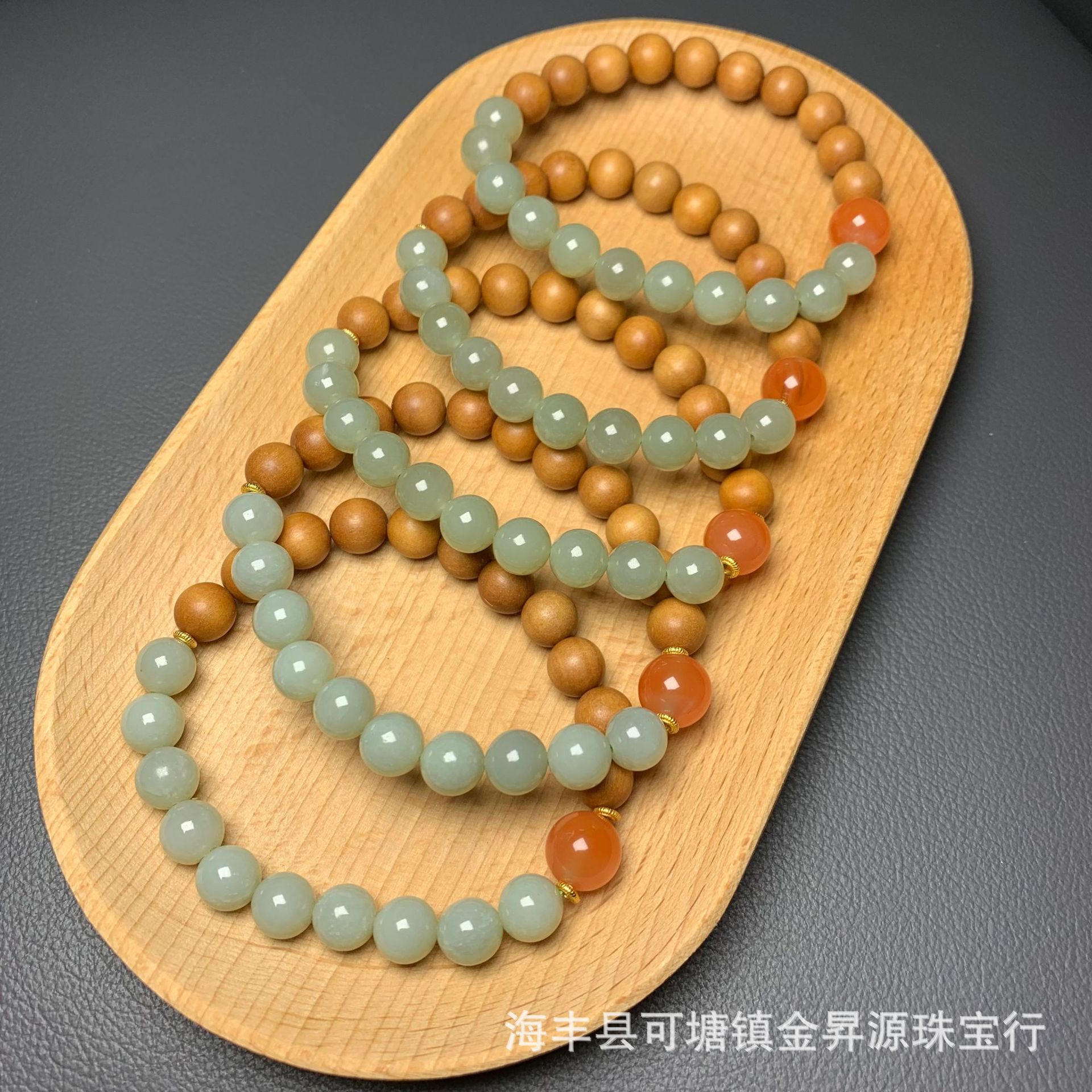 天然和田玉手链搭配南红檀木手串文玩串珠设计原创批发直播简约款详情5