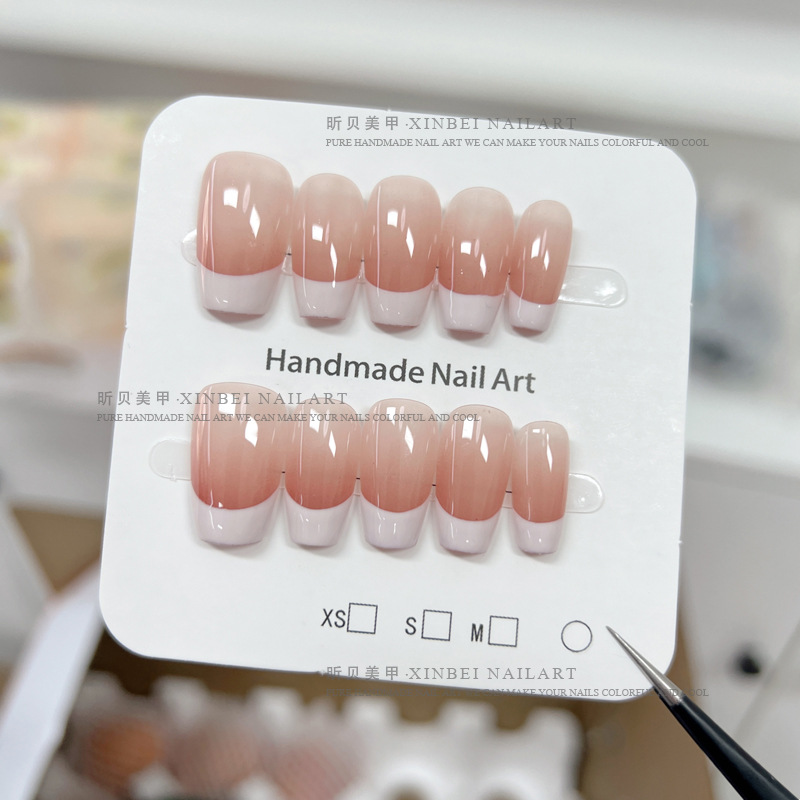 Pure desire style gradient French pink, simple and versatile, gentle, pure handcrafted nail art pic 2