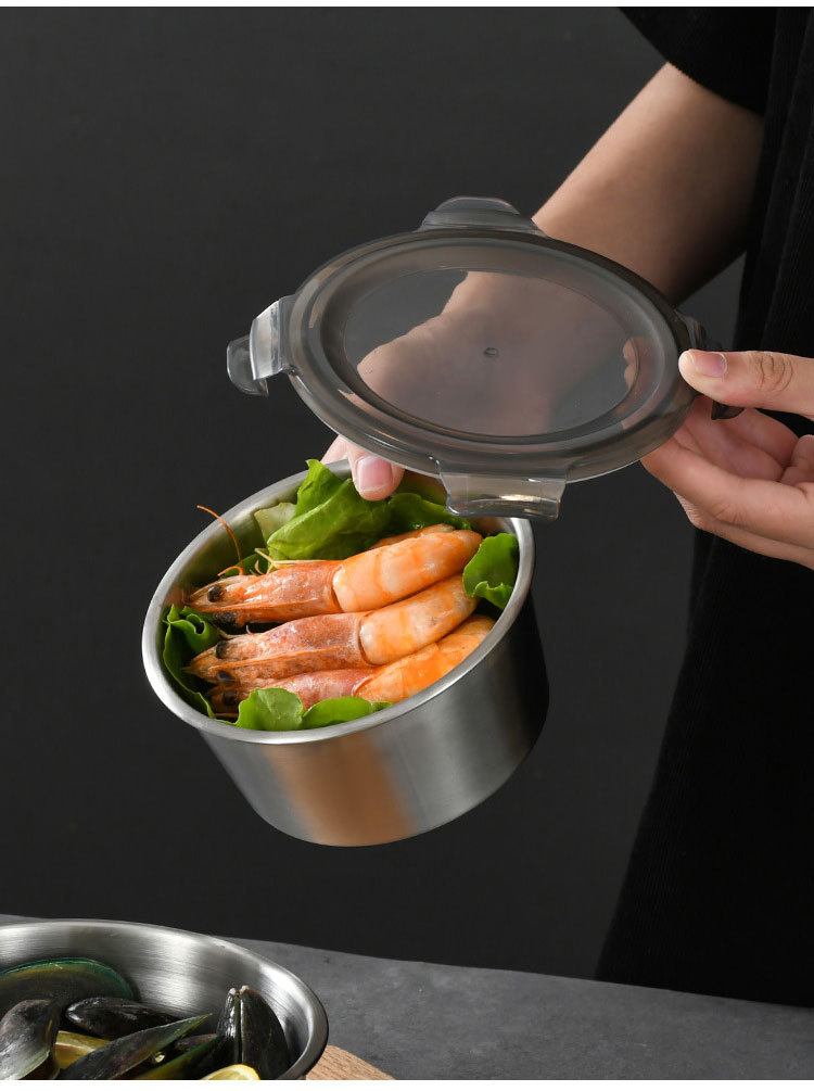 不锈钢圆形保鲜盒乐扣盖食品级冰箱收纳盒露营餐盒家用户外保鲜碗详情17