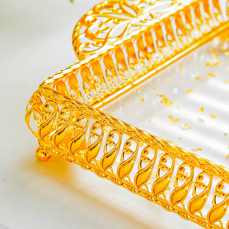 Nordic metal tray, light luxury acrylic storage plate, cosmetics, jewelry, decorative items, afternoon tea and dessert stand pic 6