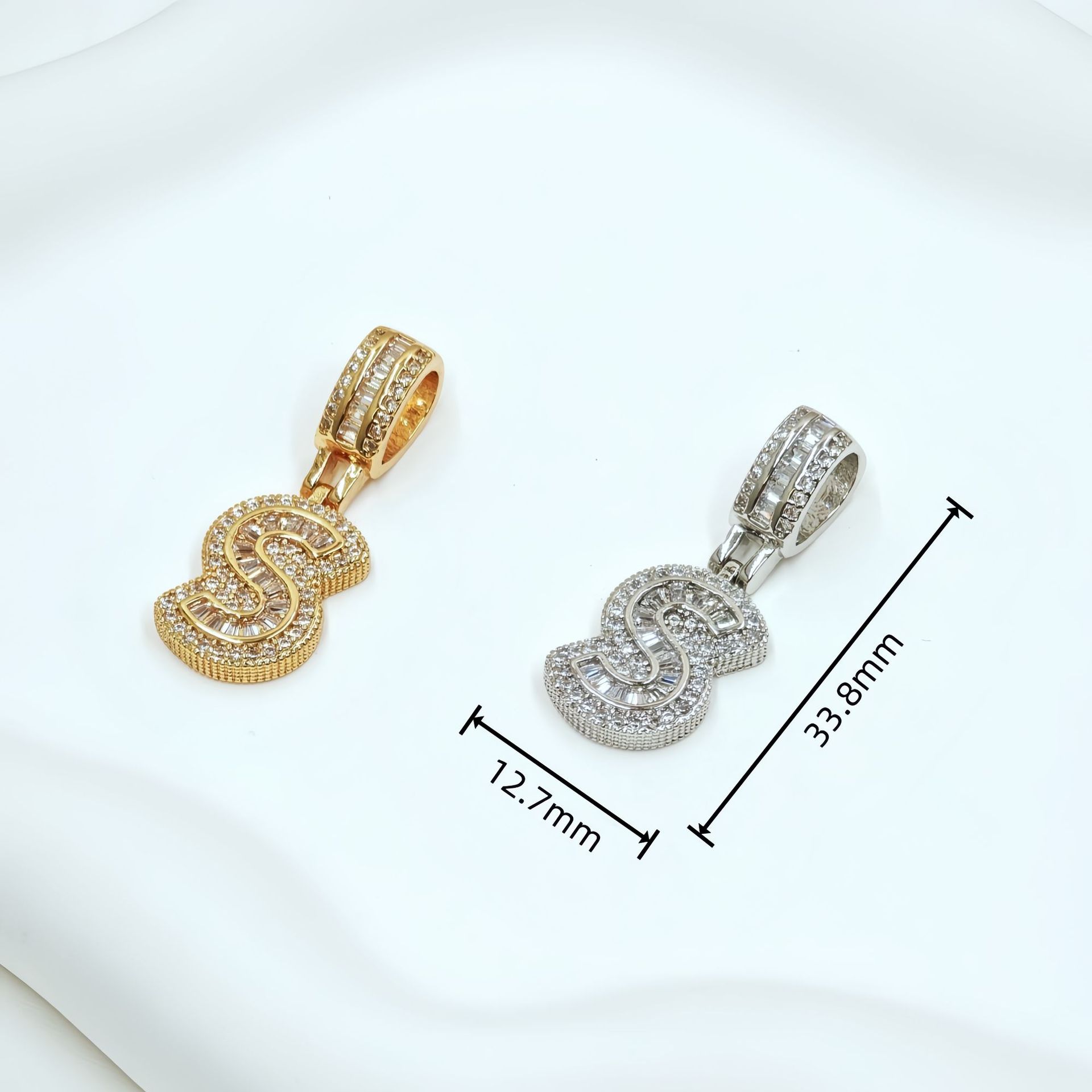 跨境欧美热卖铜镶锆石时尚个性嘻哈26个冰糖字母吊坠项链饰品批发详情29