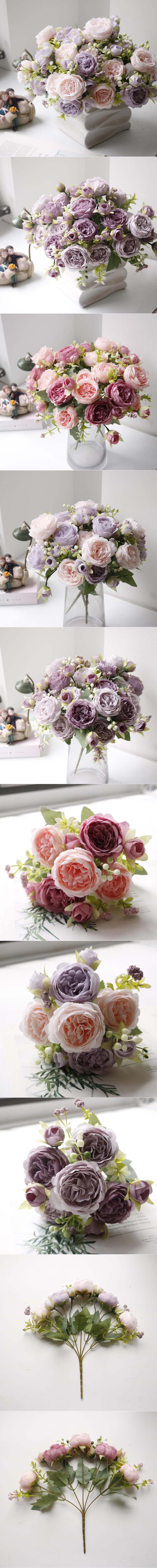 现货批发家居装饰仿真假花小把束玫瑰婚庆布置仿真5头波斯玫瑰详情1