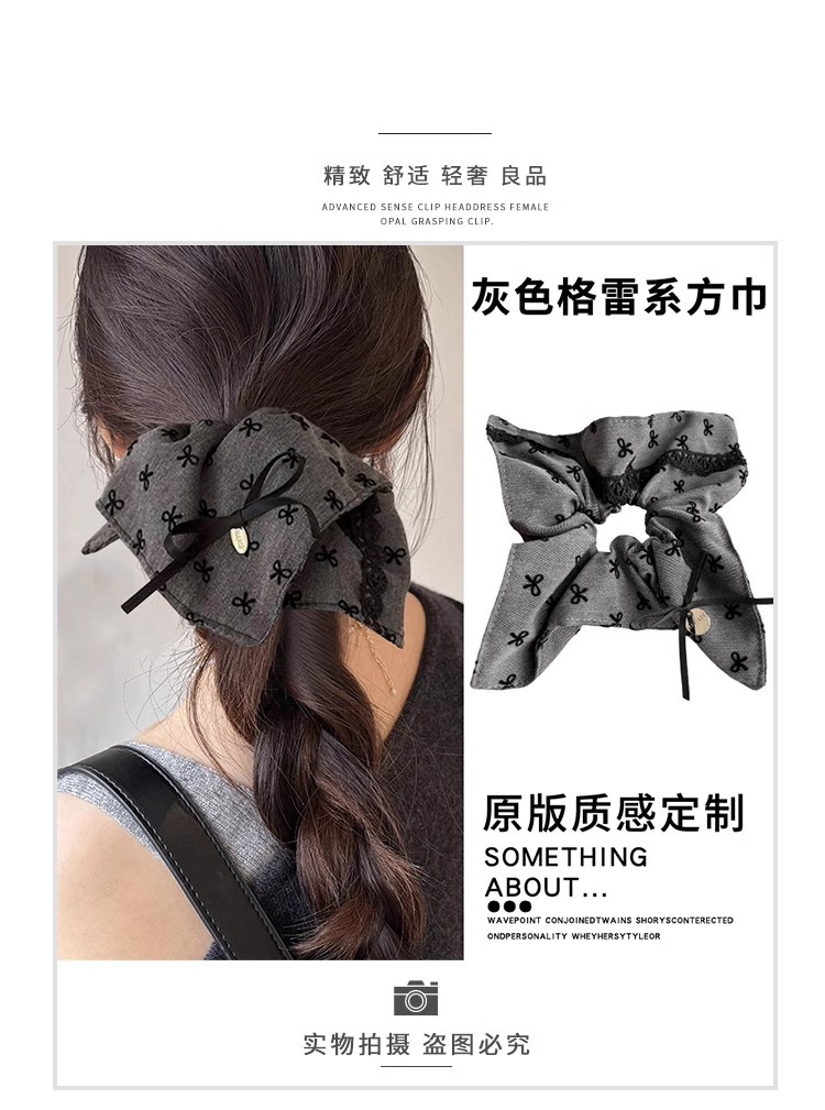 复古方形条纹大肠发圈女秋冬扎头发低马尾发绳高弹力耐用头绳皮筋详情13