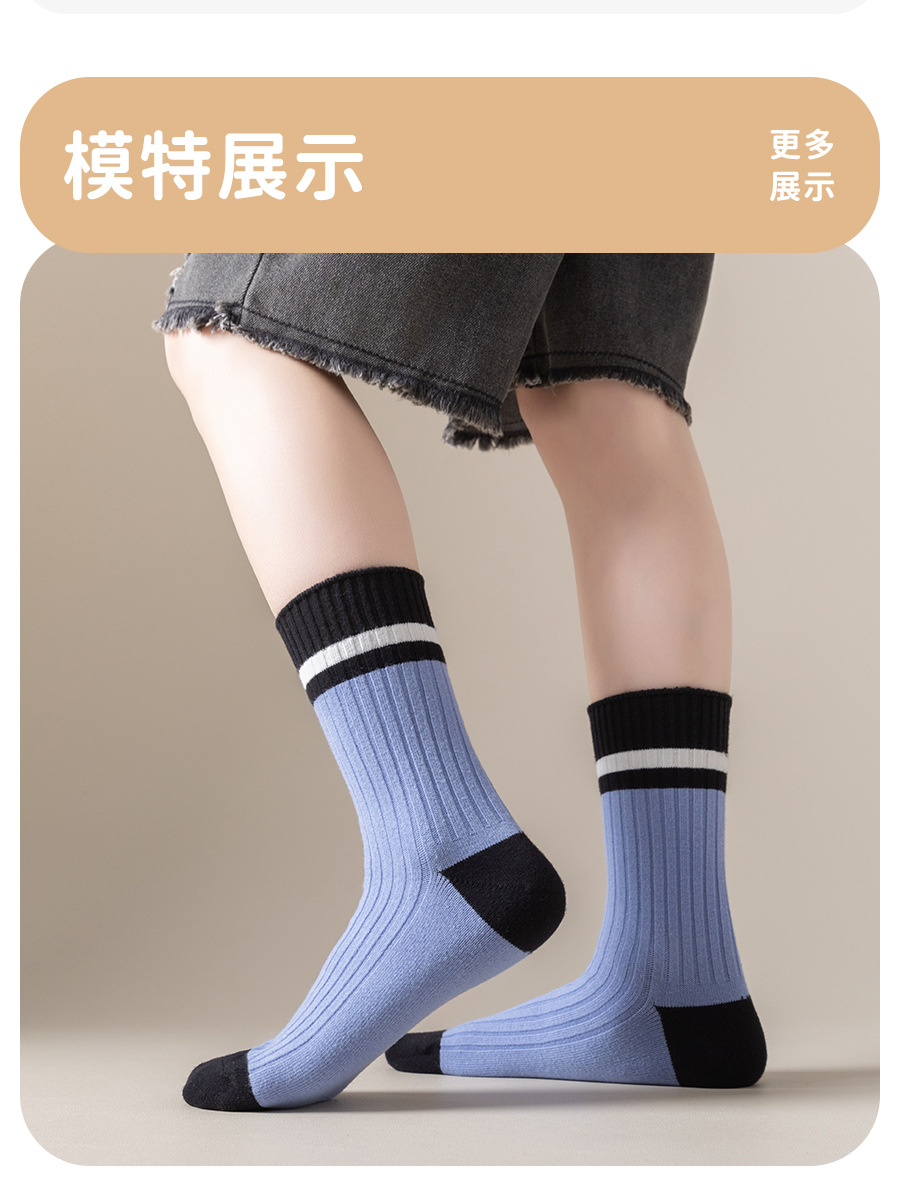 儿童袜子厚款秋冬纯棉学生袜男童双针透气中筒袜中大童运动袜防臭详情12