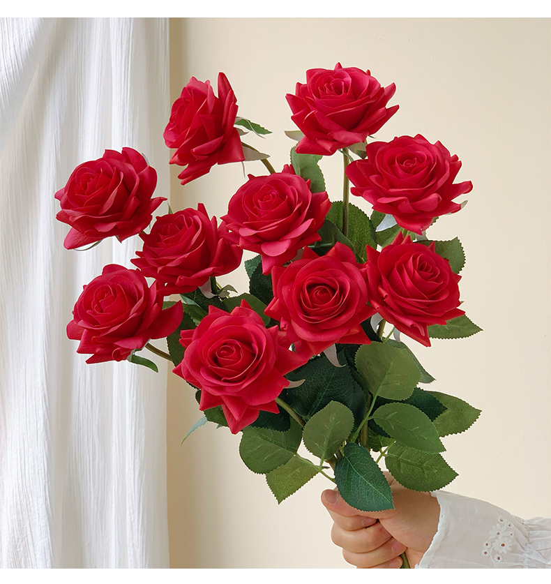 手感保湿润玫瑰花高级感逼真仿真花假花居装饰婚庆手捧花厂家批发详情17