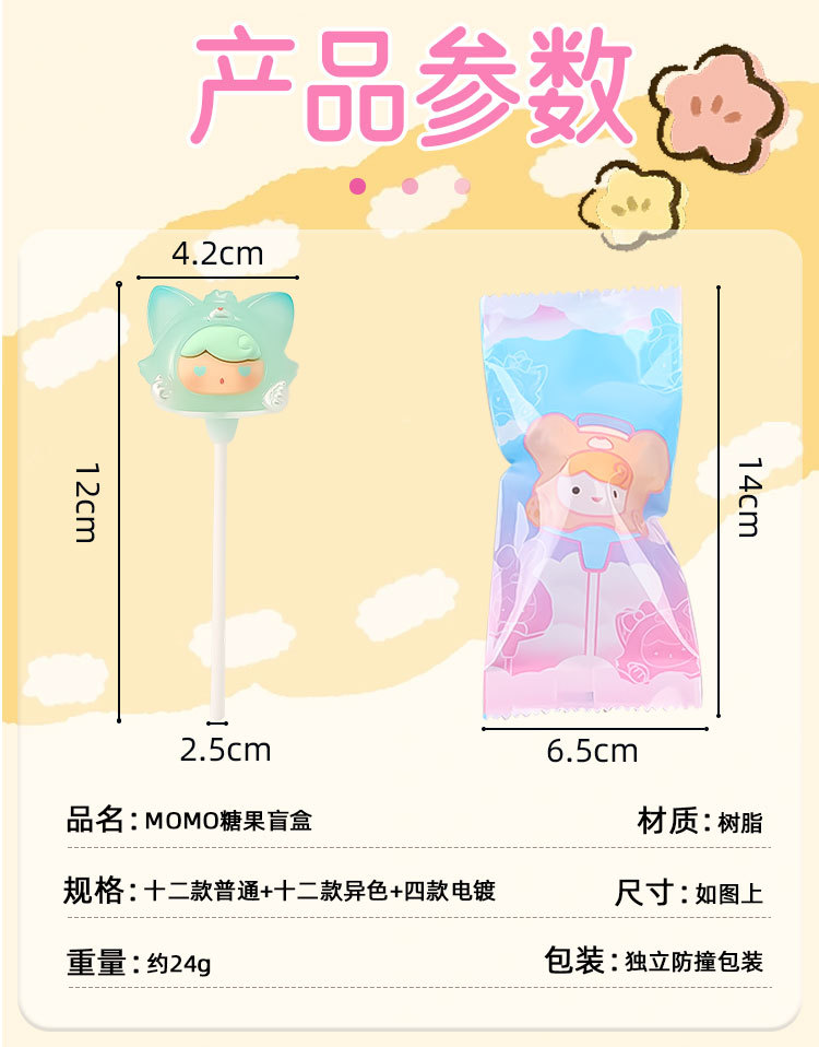 仿真棒棒糖MOMO糖果盲盒创意可爱公仔女孩礼物潮玩桌面萌粒摆件详情11