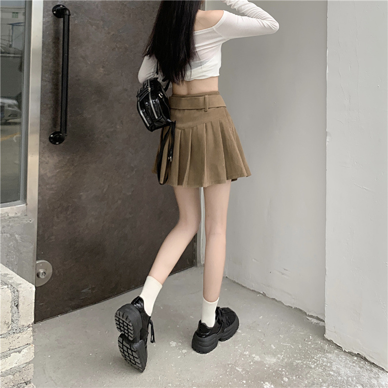 秋冬季韩版2024新款时尚辣妹高腰显瘦短款百搭纯色百褶半身裙子女详情6