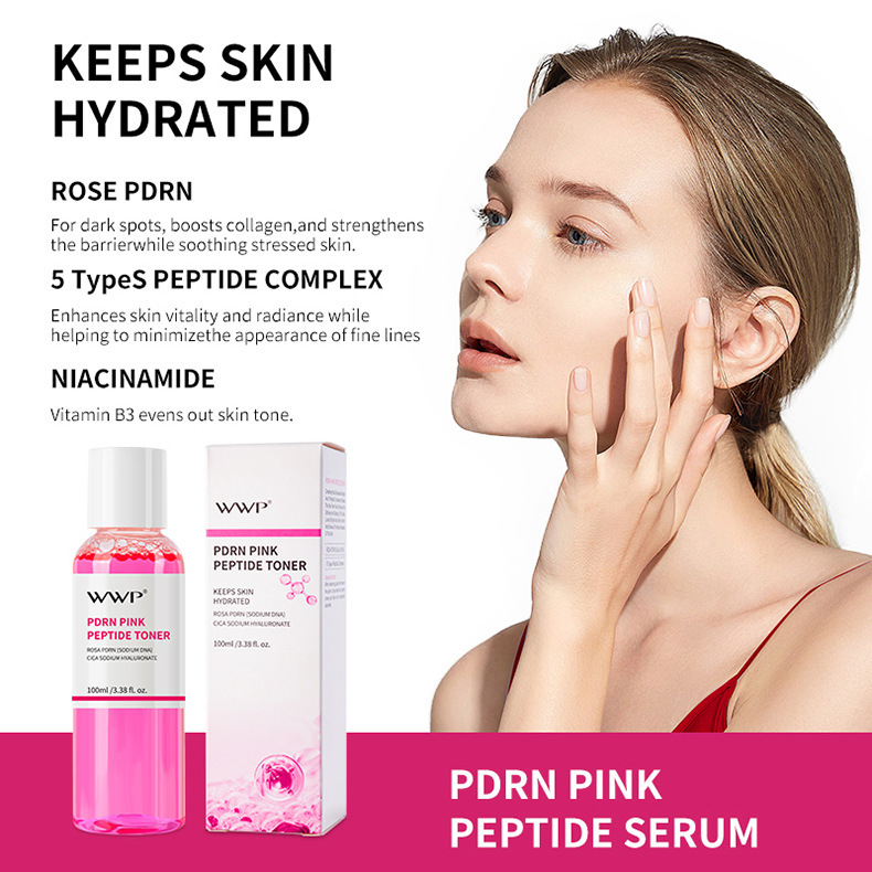 【跨境热销】WWP粉色肽爽肤水PDRN滋润补水保湿面部精华柔肤水FDA详情8