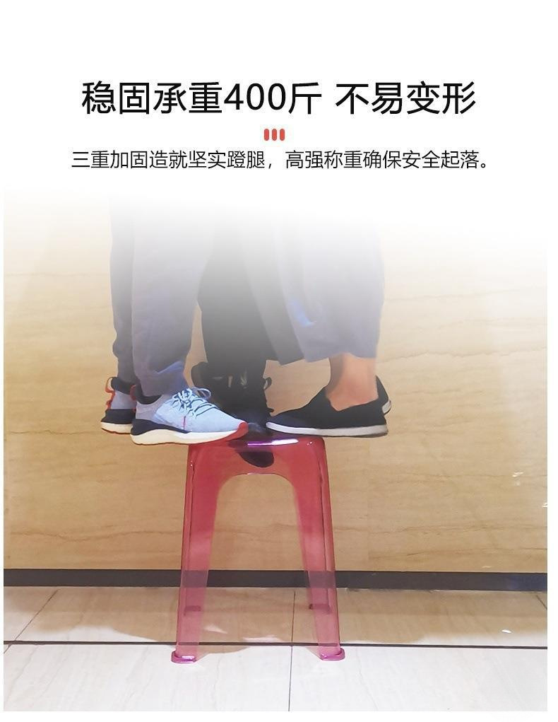*透明塑料凳子加厚家用矮凳可叠放耐用备用高凳亚克力餐厅椅子详情7