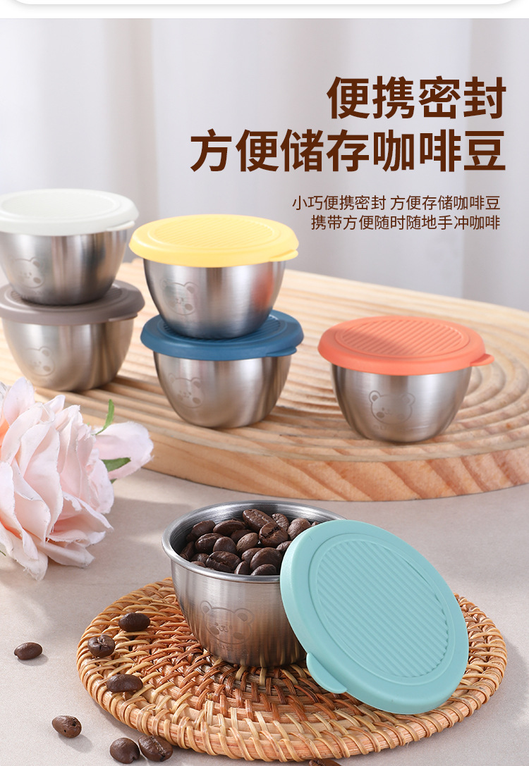 Cross-border mini 304 stainless steel dipping sauce seasoning box, cartoon bear plate with lid, tomato sauce salad dressing cup pic 13