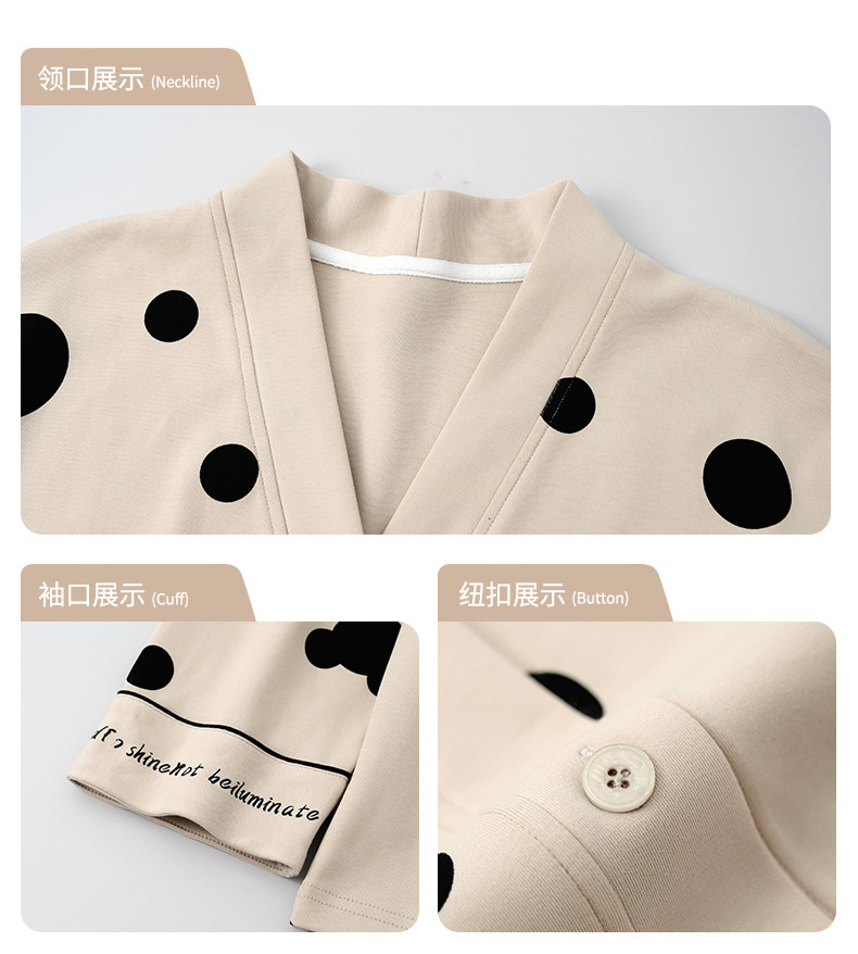 秋冬季长袖睡衣女款可外穿自带胸垫固定休闲宽松开衫有口袋家居服详情15