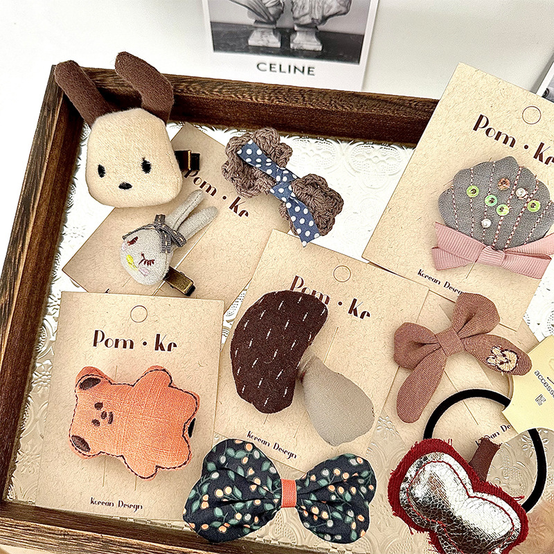 韩国新款手工布艺儿童发夹小众款发圈发卡小红书同款发饰刘海夹详情2