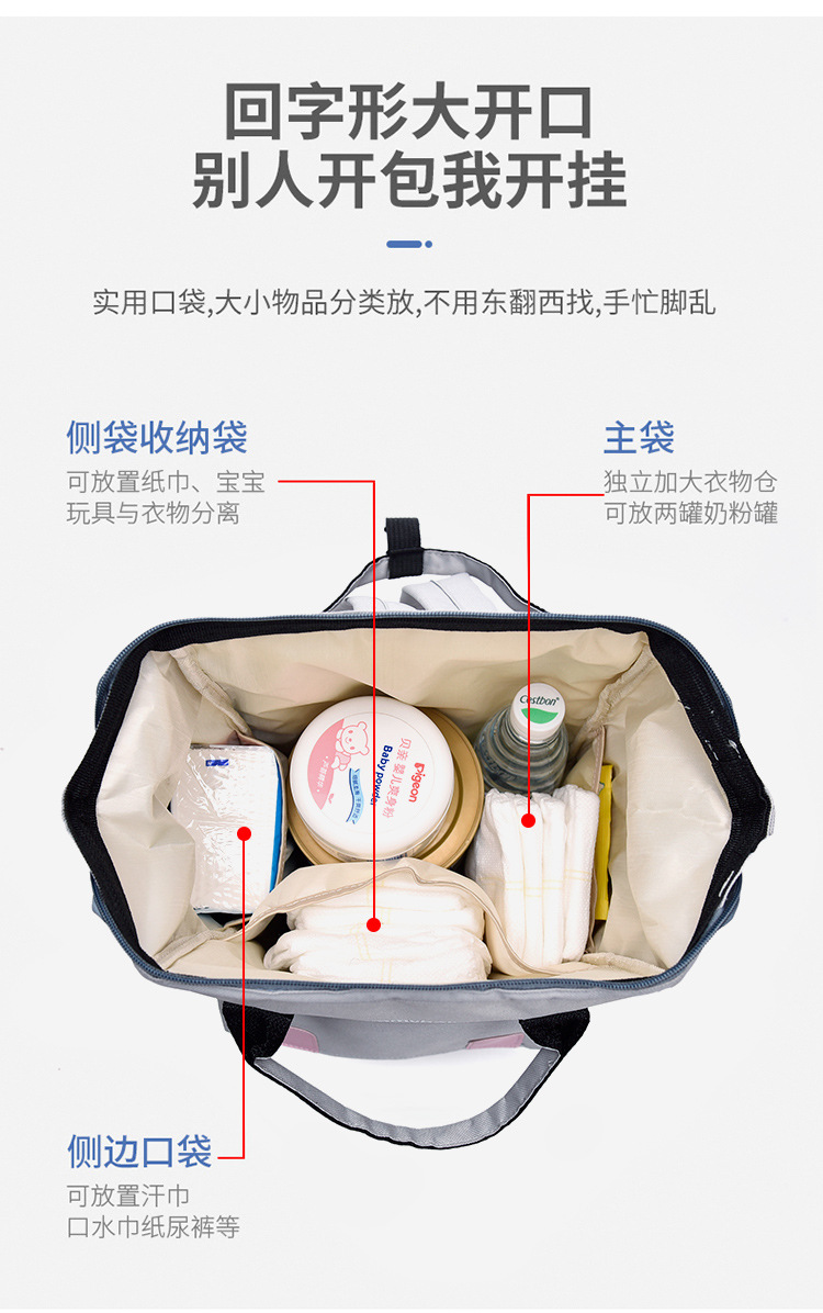 妈咪包双肩多功能大容量时尚手提母婴包妈妈旅行婴儿奶瓶尿布背包详情6