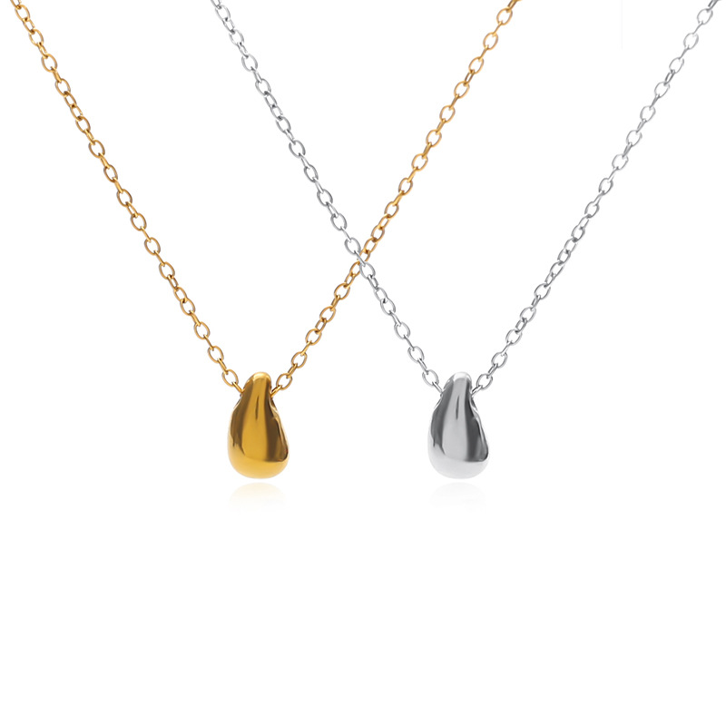 Korean simple water drop pendant titanium steel necklace for women, a niche European and American light luxury high-end feel, a trendy collarbone chain accessory pic 6