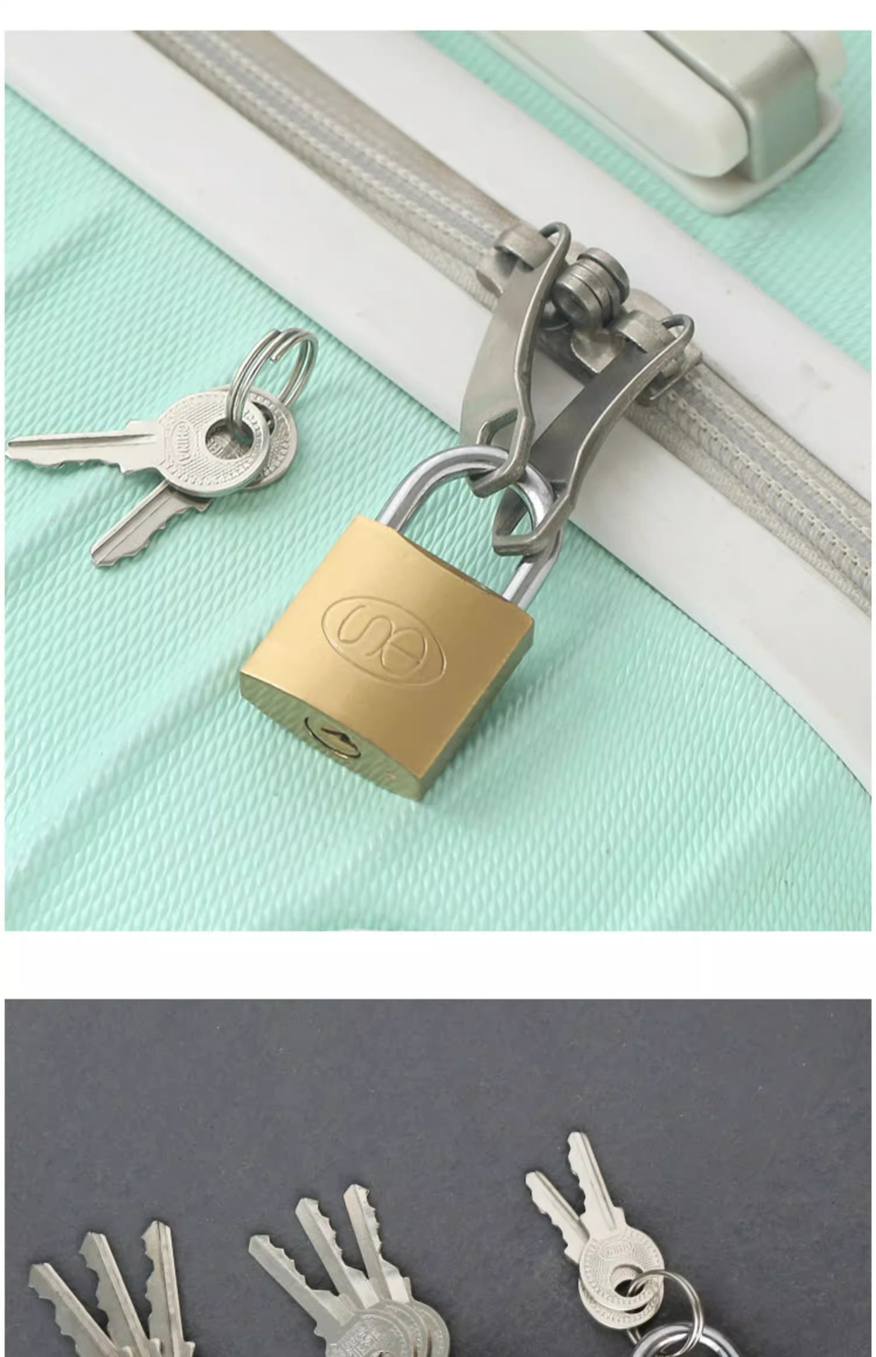 Old-fashioned lock, copper lock, universal safety door lock, stainless steel padlock, home dormitory anti-theft small copper lock, pure copper Chinese style pic 9