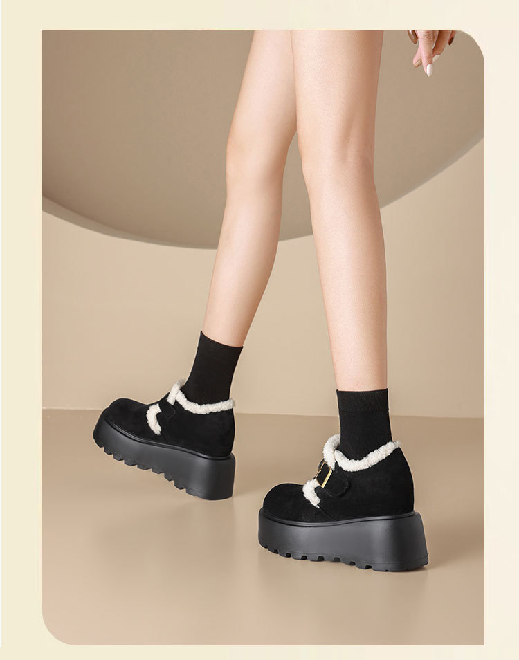 厚底勃肯鞋女2025冬新款英伦风小皮鞋加绒雪地靴10cm内增高乐福鞋详情22