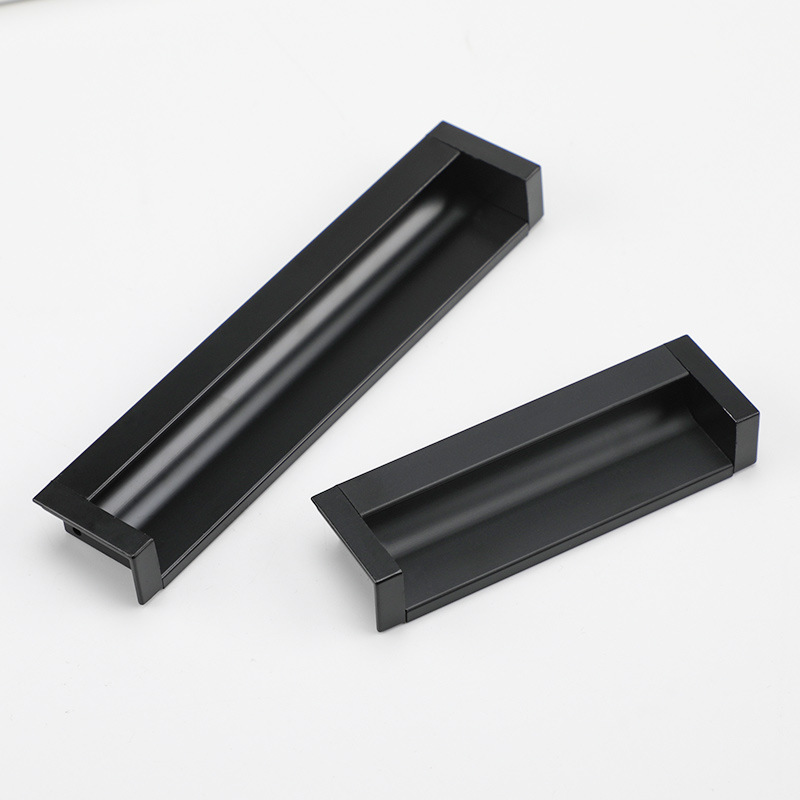 黑色嵌入式暗装拉手金色银色抽屉把手青古铜挖槽移门加长对装拉手详情31