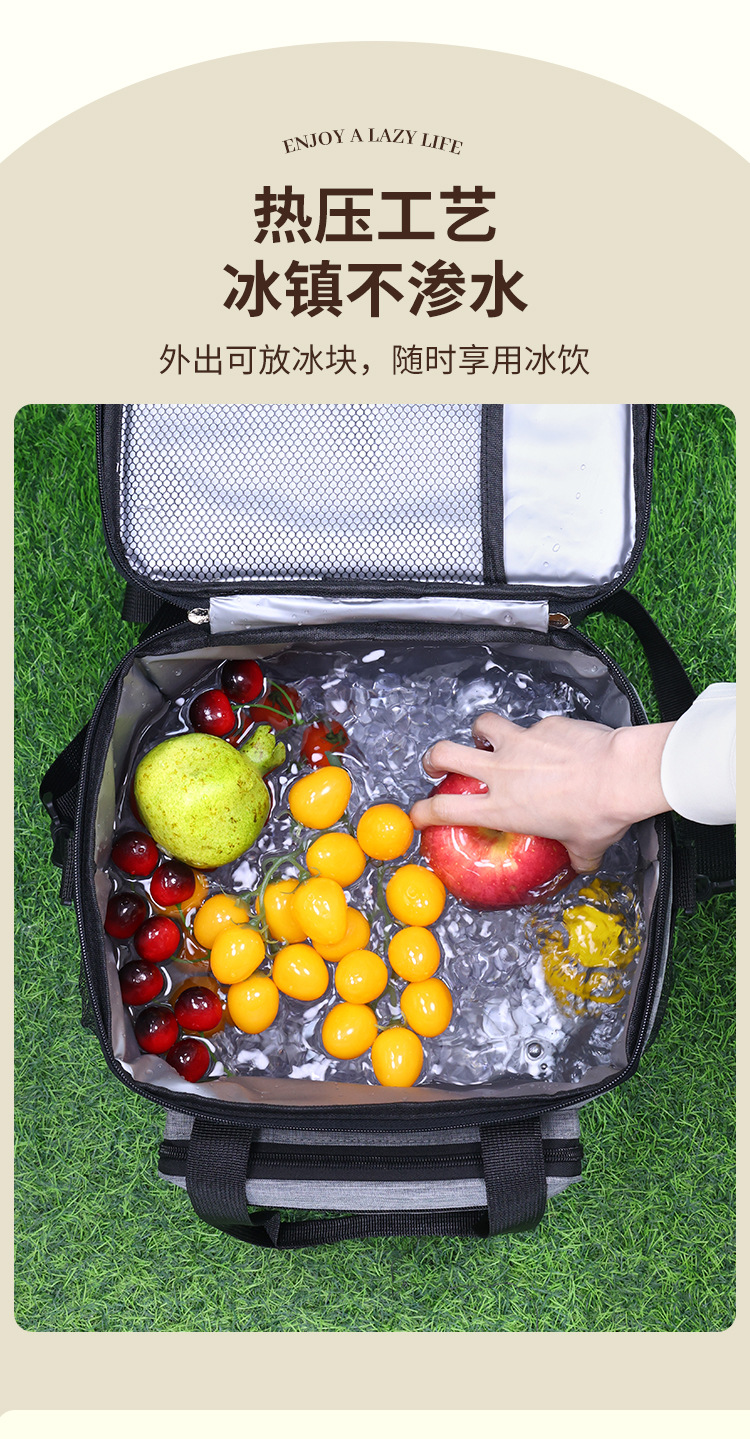跨境亚马逊大容量野餐包户外露营饭盒保温袋车载冰包带饭的手提袋详情5
