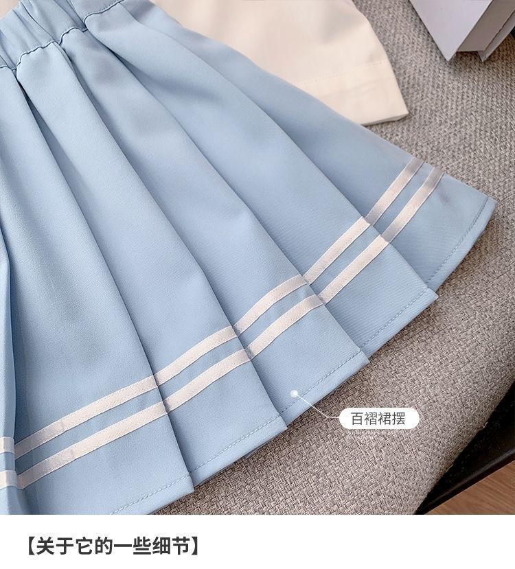 女童学院风套裙夏季儿童JK套装2025新款洋气女孩衬衫百褶裙两件套详情3