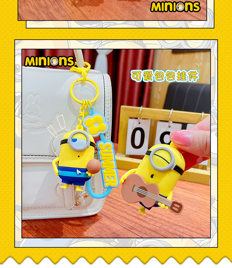 Official cartoon Minions Summer Time keychains, couple cute schoolbags, pendants, figurines, key chains and small gifts pic 12
