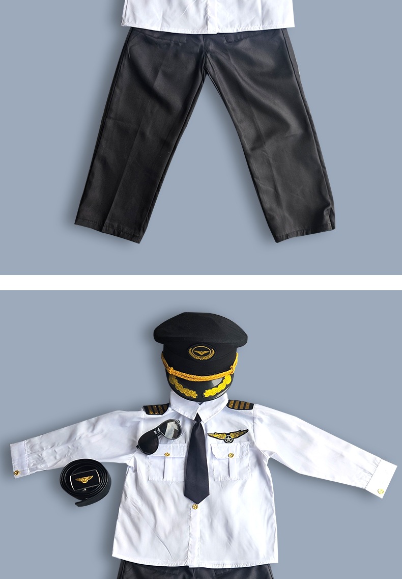 跨境六一中国机长儿童衣服空姐制服小学生儿童机长飞行员表演服装详情18
