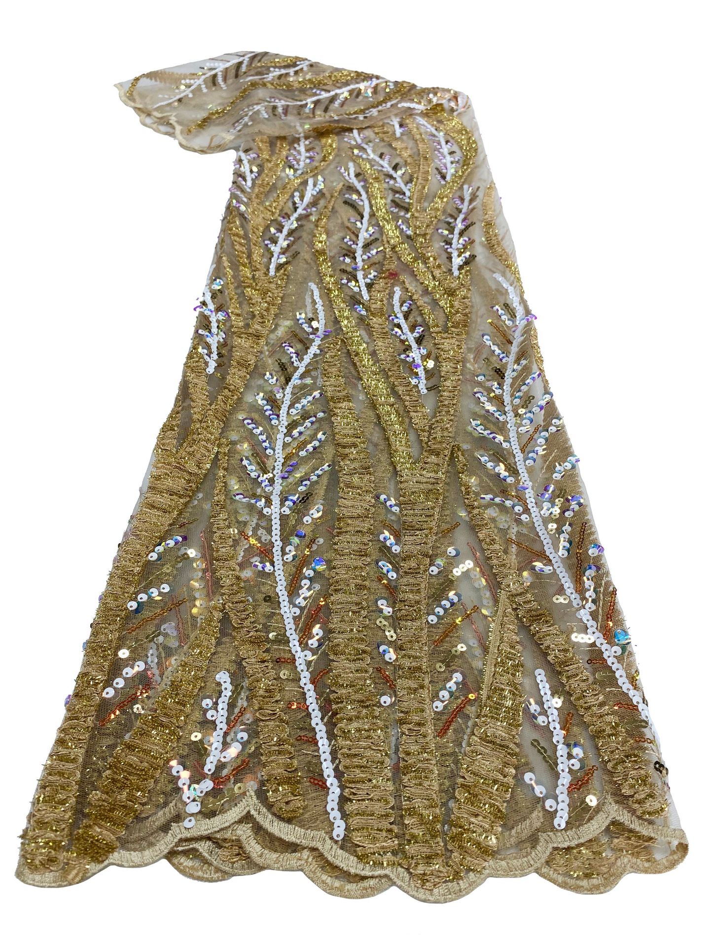 New African and Middle Eastern branch mesh fabric, sequined multi-color embroidered lace fabric beadslace in stock pic 12