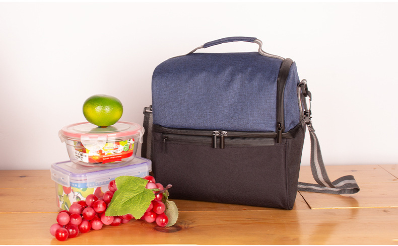 In-stock double-layer insulated lunch bags, adult lunch bags, unisexual insulated bags, leak-proof large insulated bags pic 11