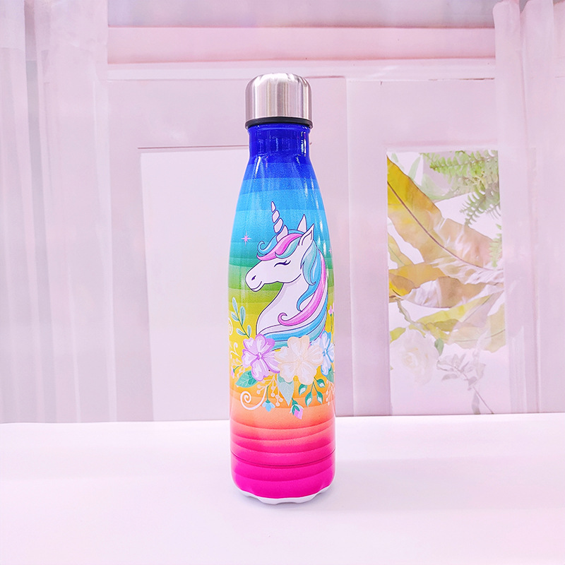 厂家直销跨境304不锈钢保温杯 双层真空直筒可乐瓶造型独角兽水杯详情9