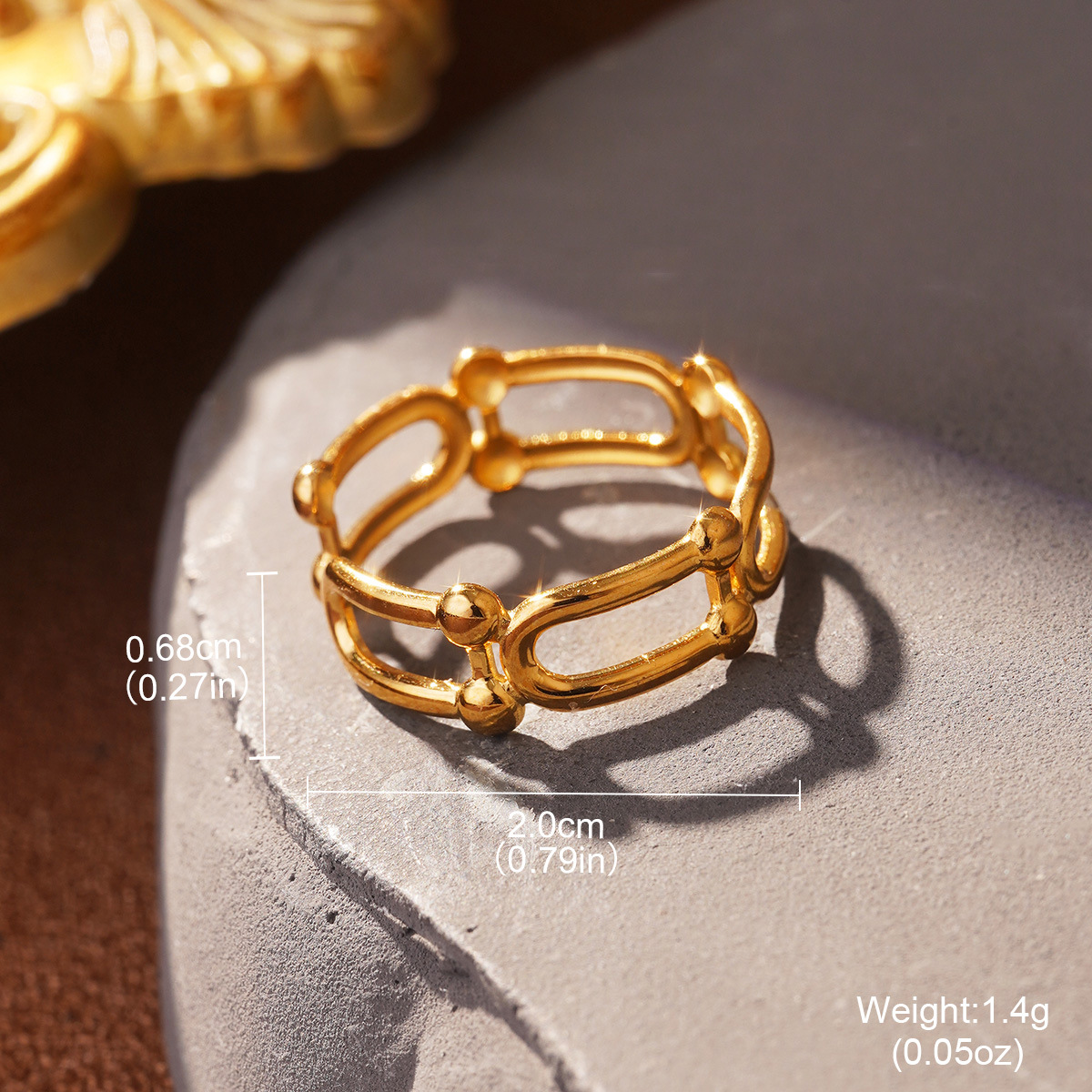 Retro European and American geometric stainless steel ring, non-fading shell geometric shape, fashionable and simple titanium steel index finger ring pic 25