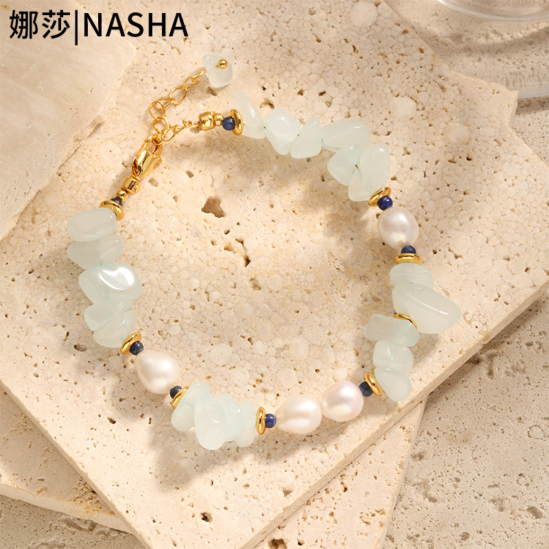 Nasha European and American style, trendy and cool, irregular natural stone beaded bracelet necklace, suitable for both men and women, ethnic style jewelry pic 9