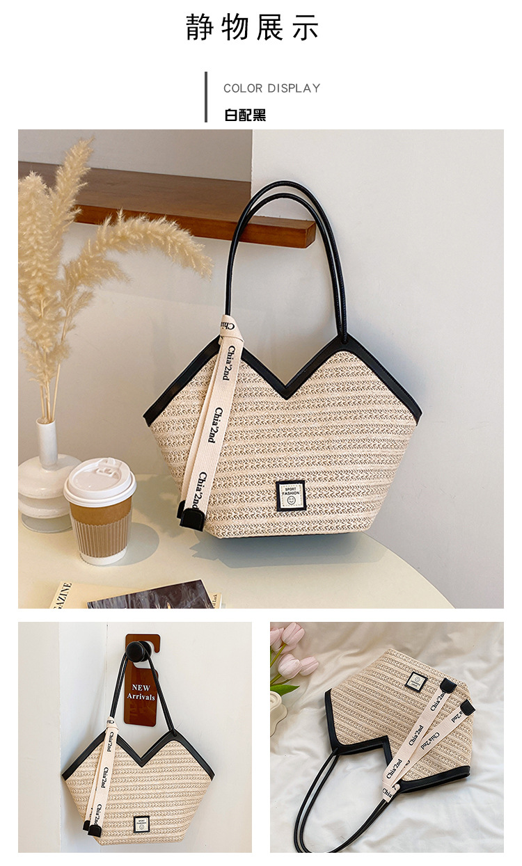 大容量托特包包女2025新款潮复古手提草编包百搭单肩编织包通勤包详情9