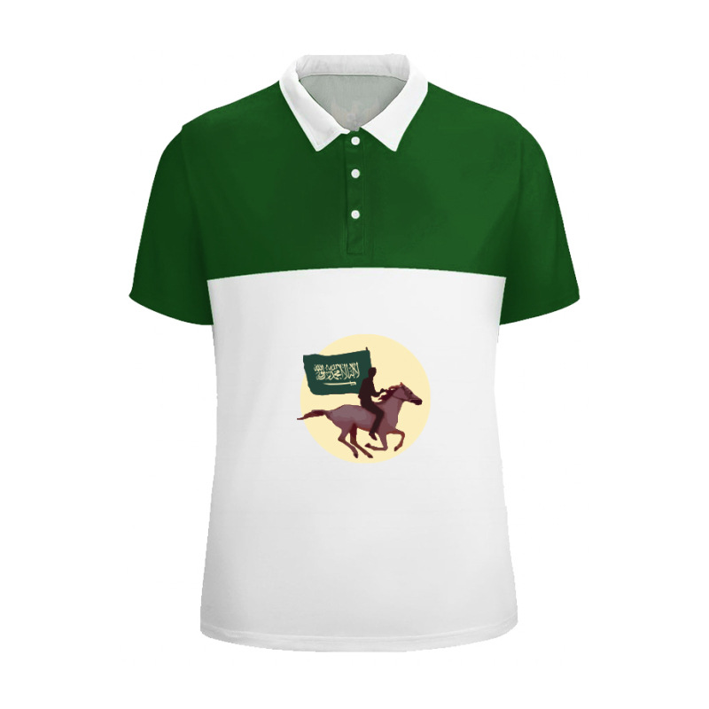 Customized cross-border Saudi Arabia quick-drying T-shirt, fully polyester moisture-absorbing sports round-neck short-sleeved POLO shirt for Saudi National Day pic 5