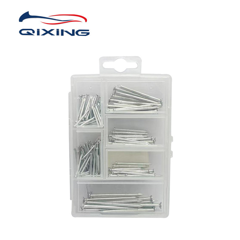 Small hardware accessories, galvanized flat-head iron nails, DIY fasteners, plastic box sets, multi-specification nail combinations for export pic 2