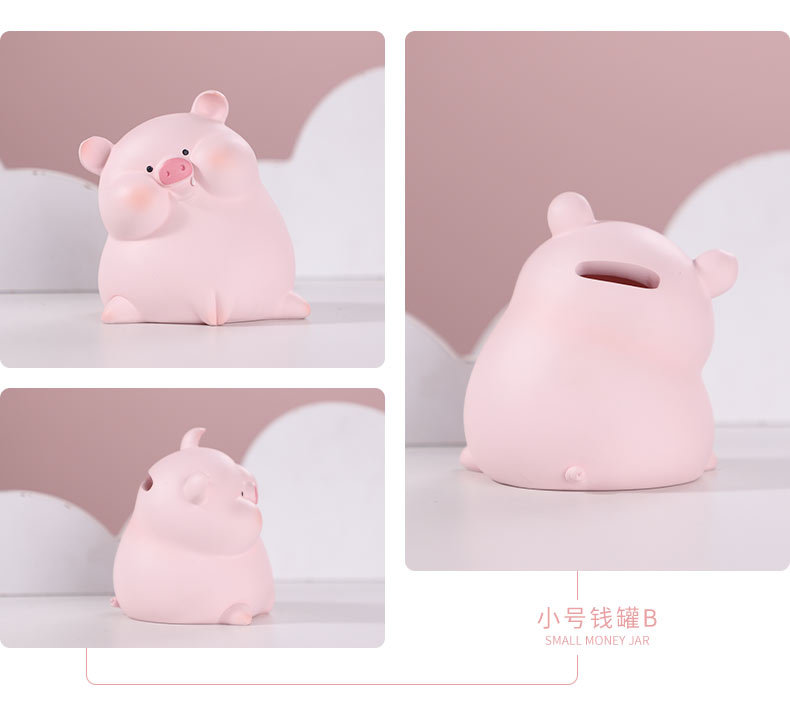 Resin small decorative items, creative home living room table decoration, plush toys, light luxury decorative items wholesale, cartoon decorative pig Nannan pic 8