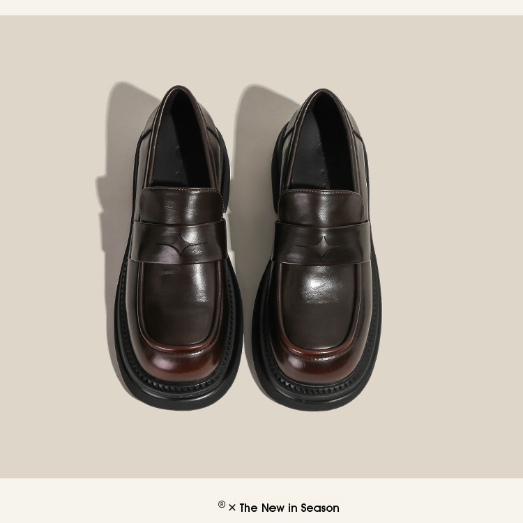 真皮~棕色小皮鞋女复古休闲一脚蹬单鞋学院jk乐福鞋大码女鞋详情29