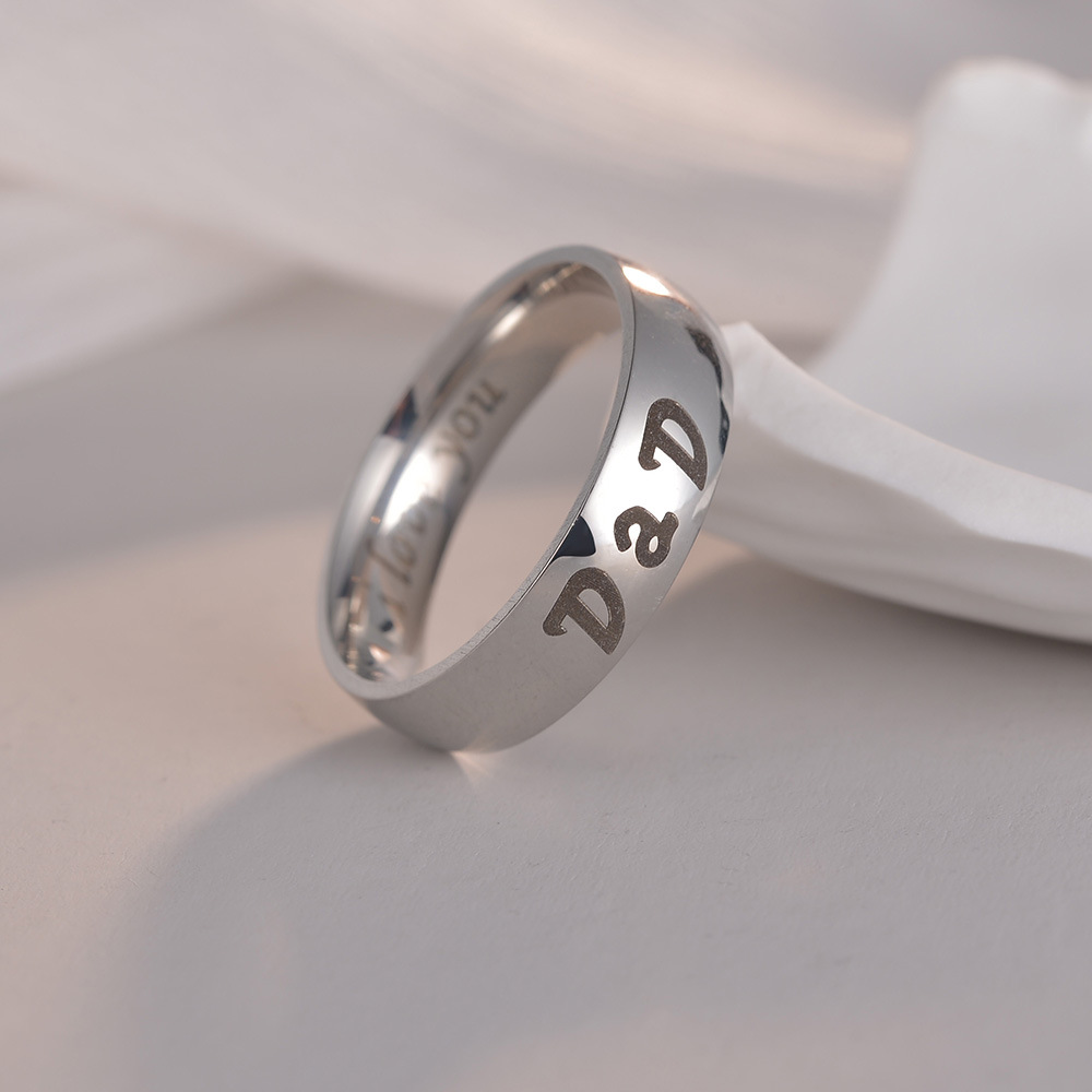 Aliexpress European and American jewelry family rings, DAD MOM rings, I LOVE YOU family rings, 6mm smooth surface pic 2