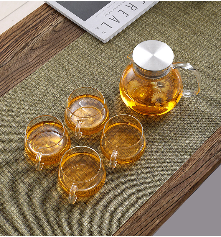 Japanese-style simple glass teapot with a filter screen, a household one-person drinking cold water kettle, and the water cup can be heated pic 16