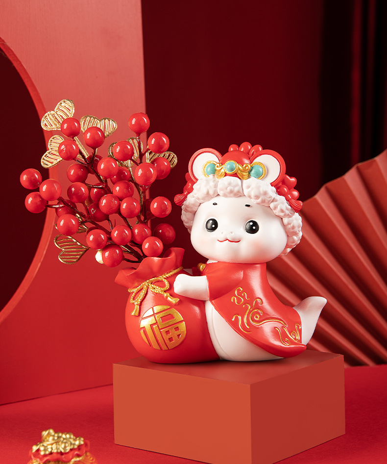 国潮生肖蛇年摆件插花桌面家居饰品本命年吉祥物手办公仔摆件详情10