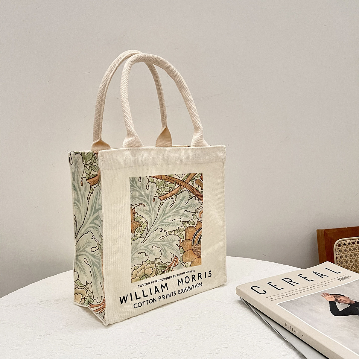 文艺风帆布包包大容量拉链单肩包外出手提袋便当包通勤妈咪包详情16