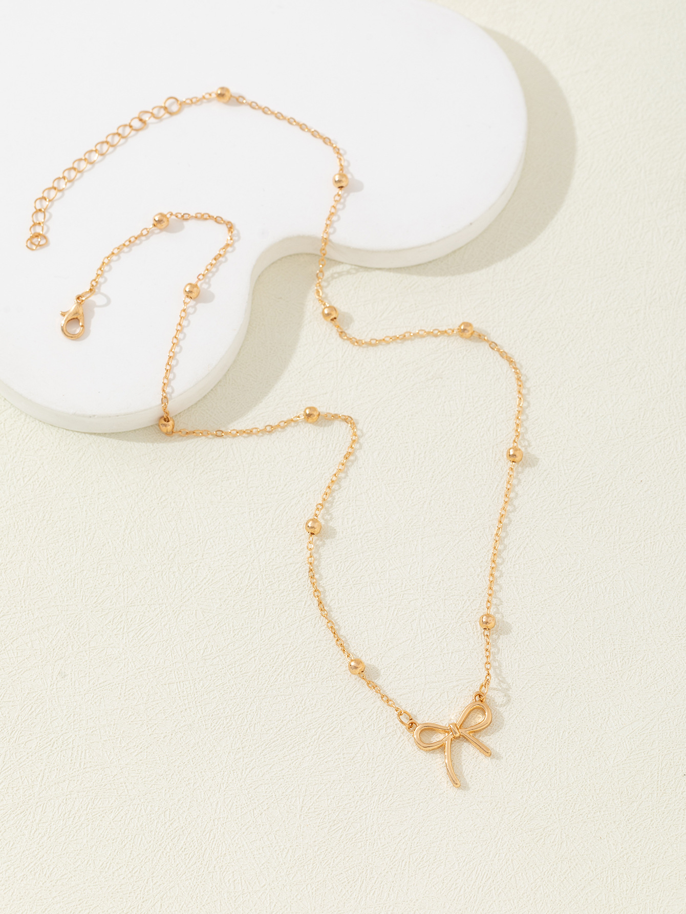 跨境珠链蝴蝶结项链女吊坠锁骨链甜美可爱清新简约百搭高级感批发详情7