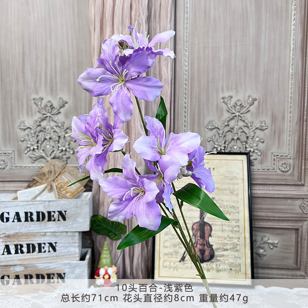 10头百合仿真假花成品人造绢花婚庆地排用花塑料花高级感婚礼布置详情13